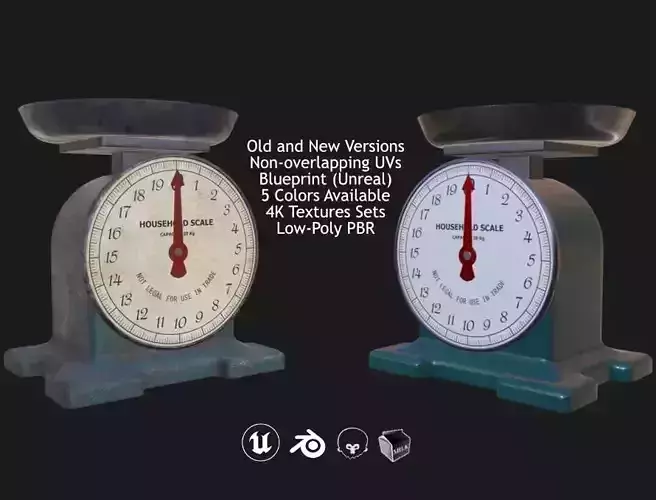 Vintage Kitchen Scale Low-poly 3D model