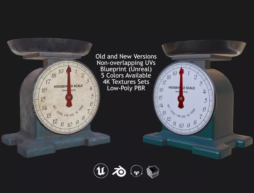 Vintage Kitchen Scale Low-poly 3D model_0