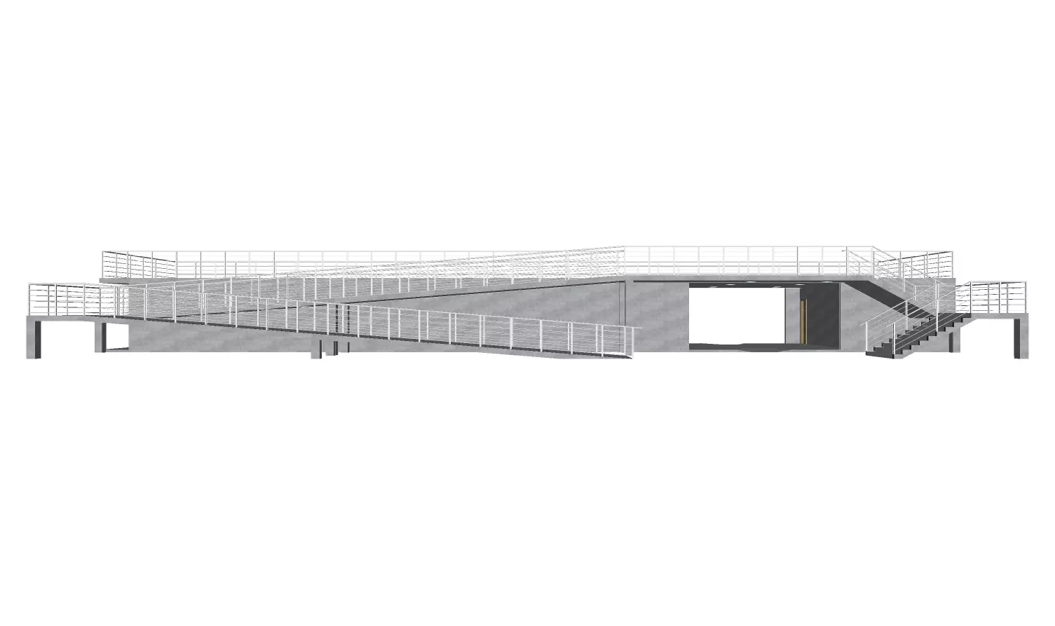 Gallery Building with Terrace and Bathrooms 3D model