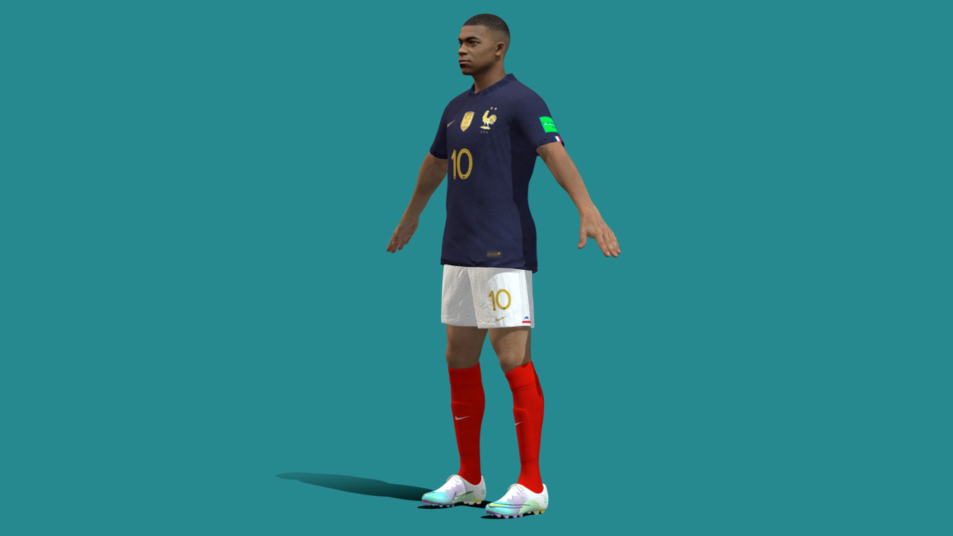 3D Rigged Kylian Mbappe France Worldcup 2022 3D model_5