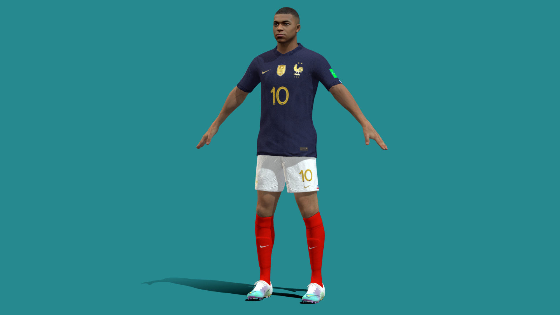 3D Rigged Kylian Mbappe France Worldcup 2022 3D model_6