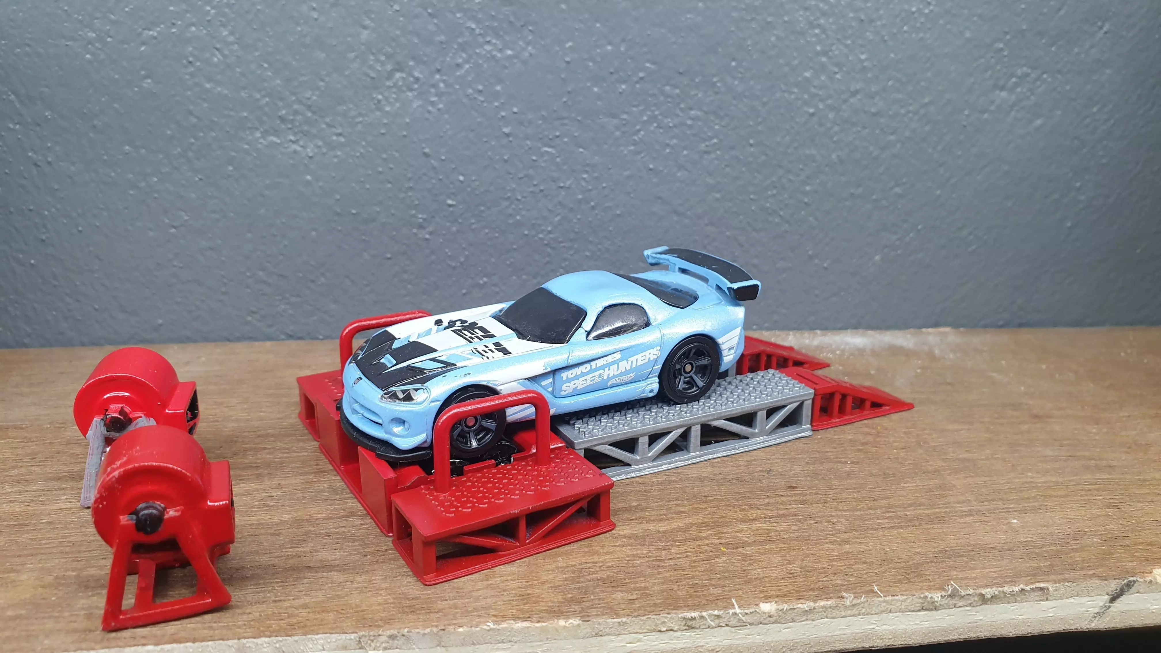 Dyno-stand two toy cars on table 3D print model