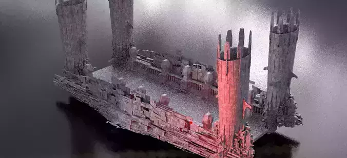 Ancient Scifi ruin Bridge  Low-poly 3D model