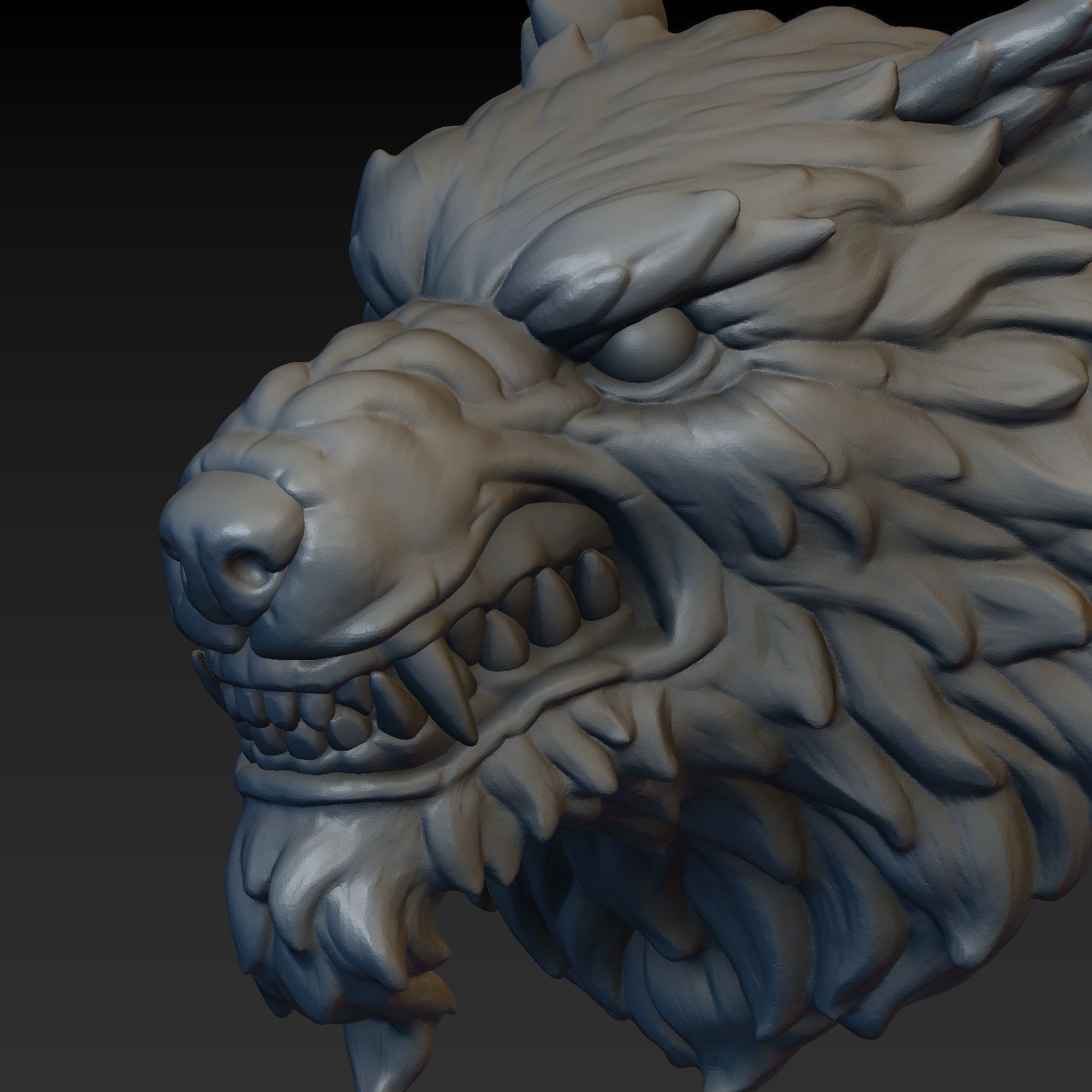 Wolf head 3D print model_13