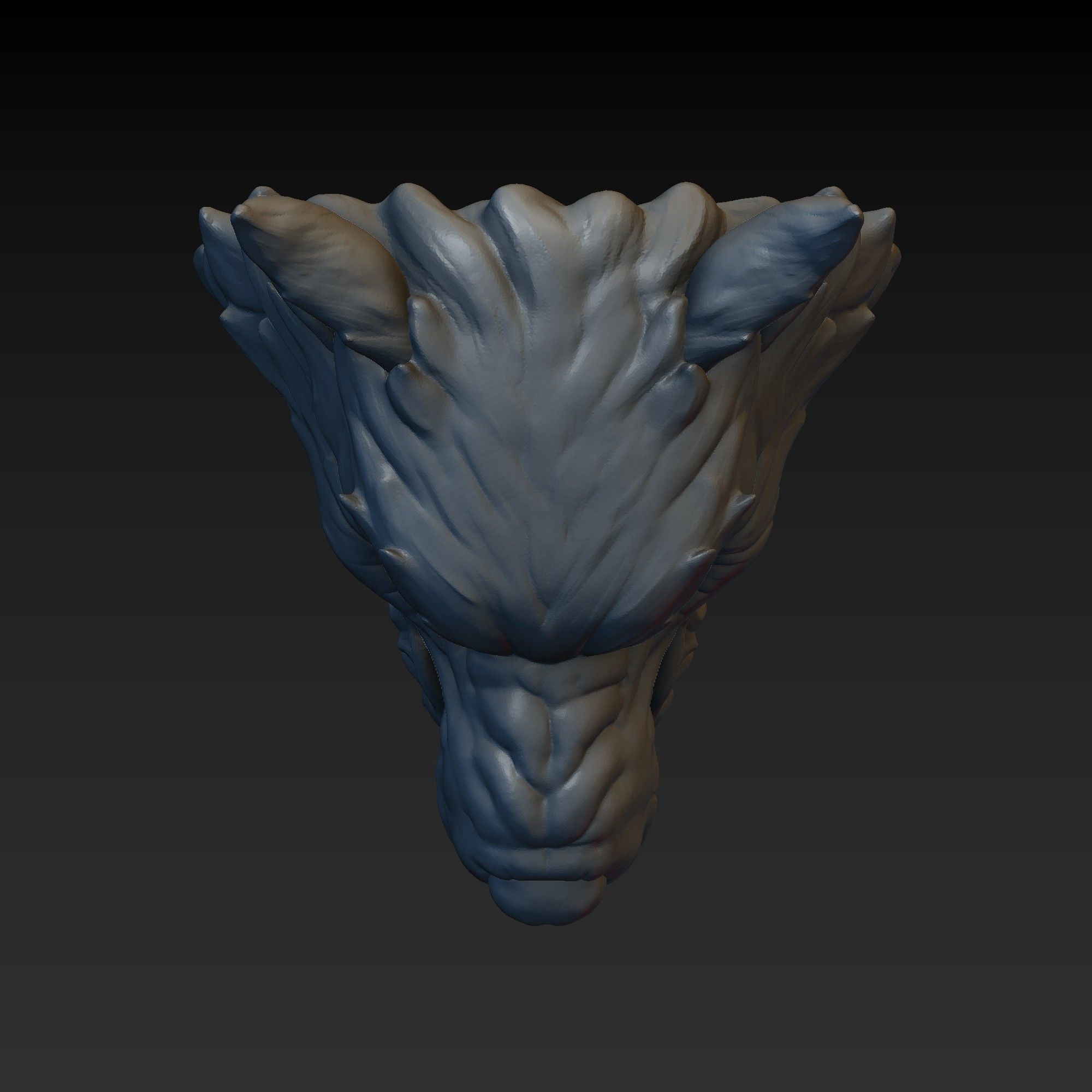 Wolf head 3D print model_11