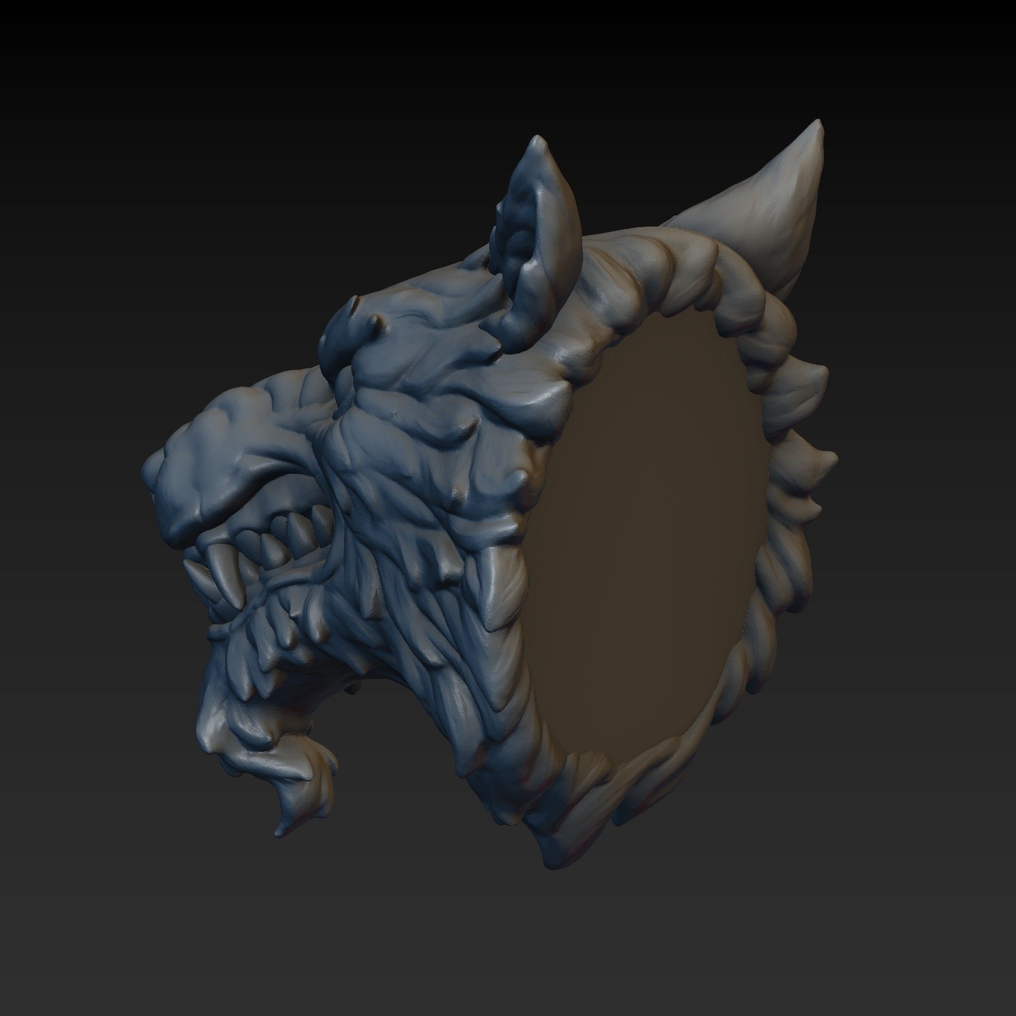 Wolf head 3D print model_10