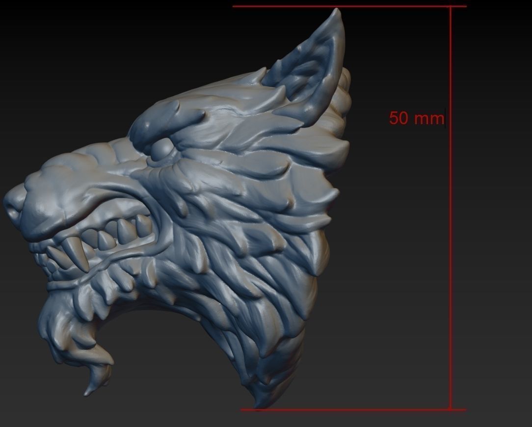 Wolf head 3D print model_15