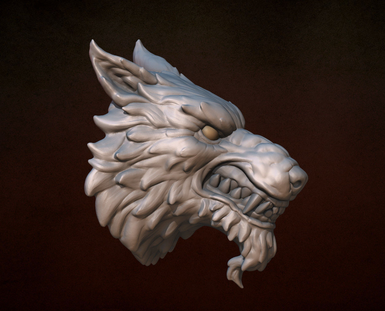 Wolf head 3D print model_2