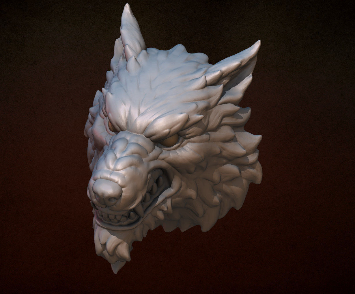 Wolf head 3D print model_5