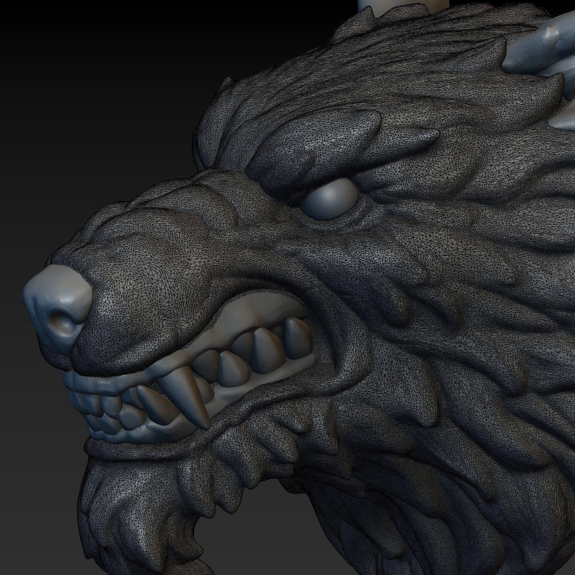 Wolf head 3D print model_14