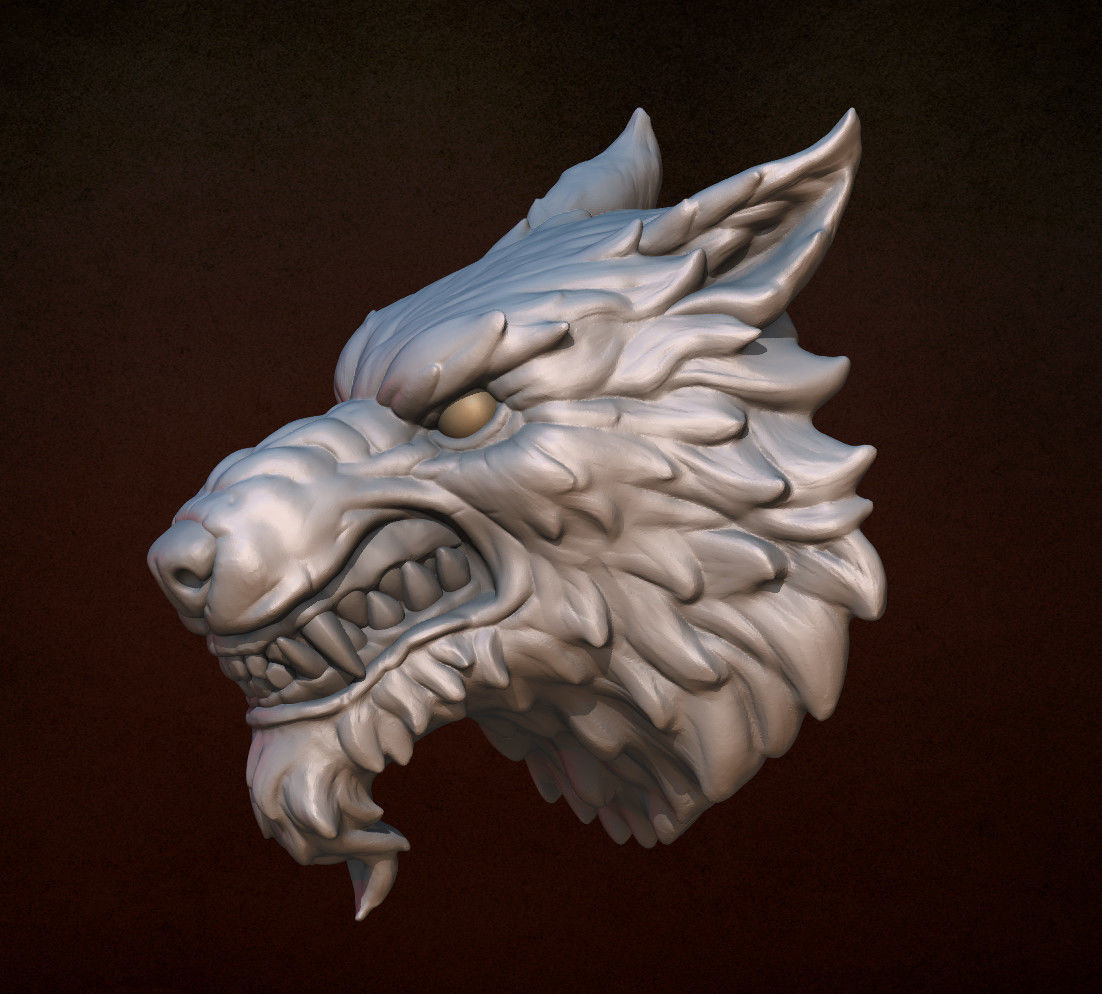 Wolf head 3D print model_3