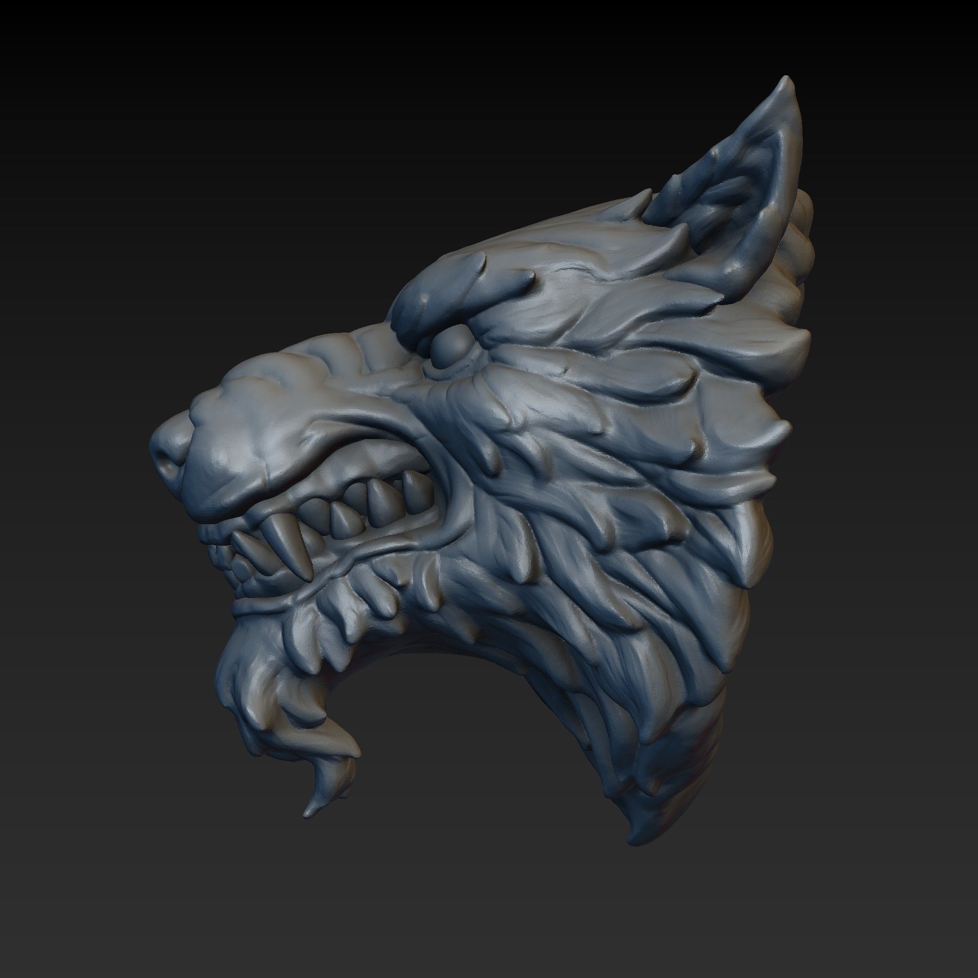 Wolf head 3D print model_7