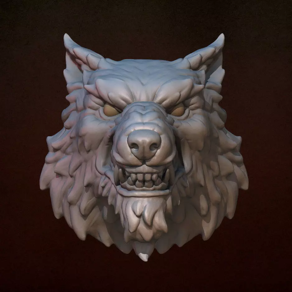 Wolf head 3D print model_0