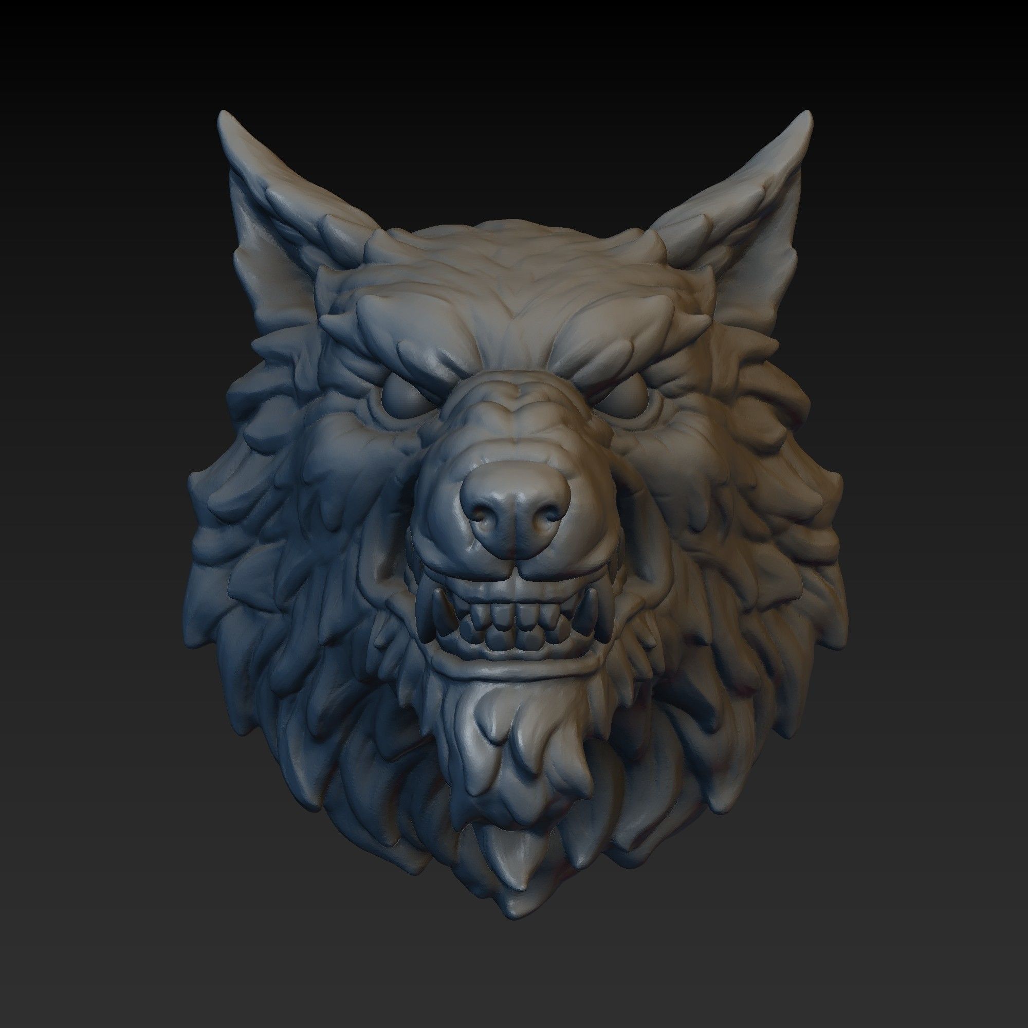 Wolf head 3D print model_8