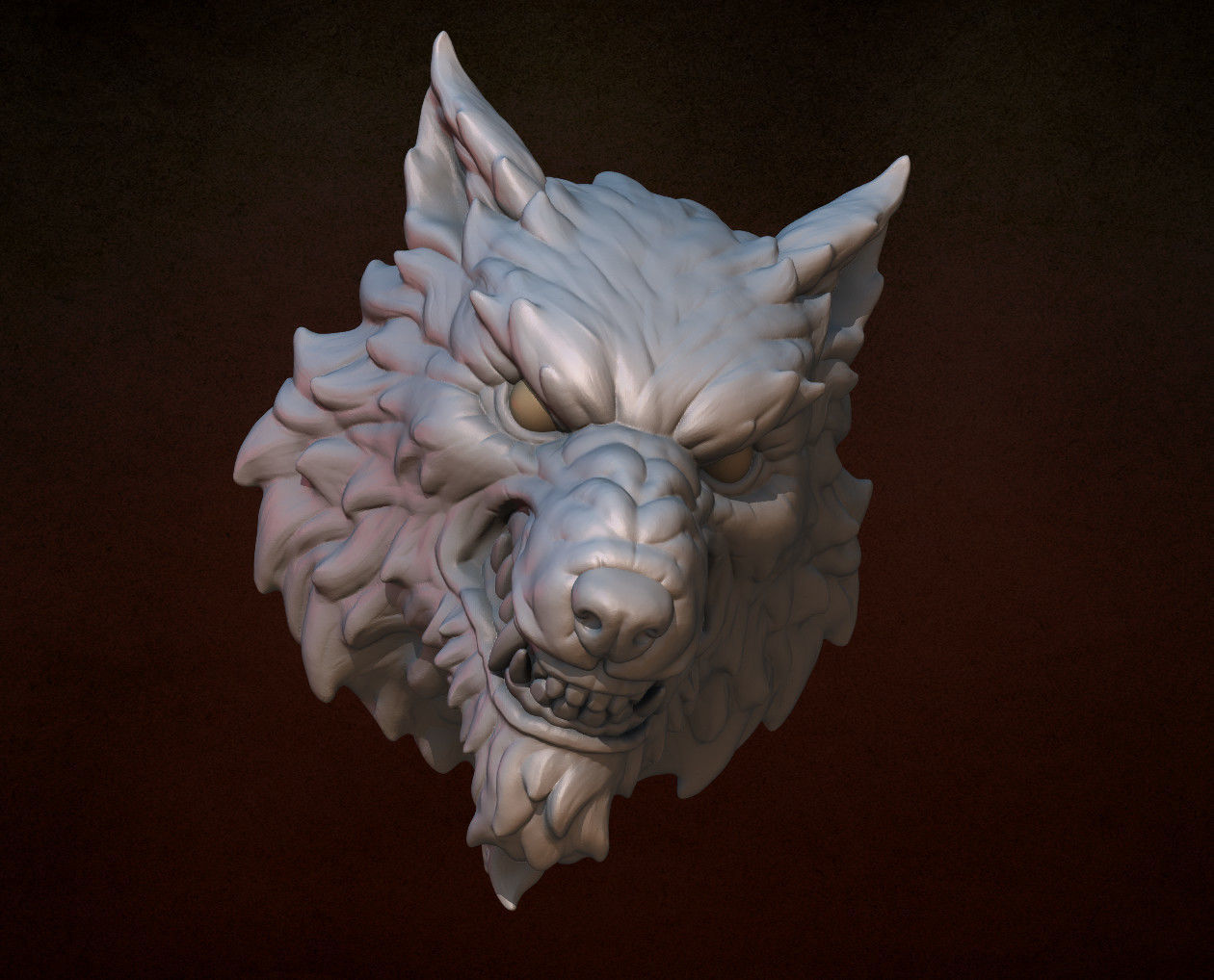 Wolf head 3D print model_4