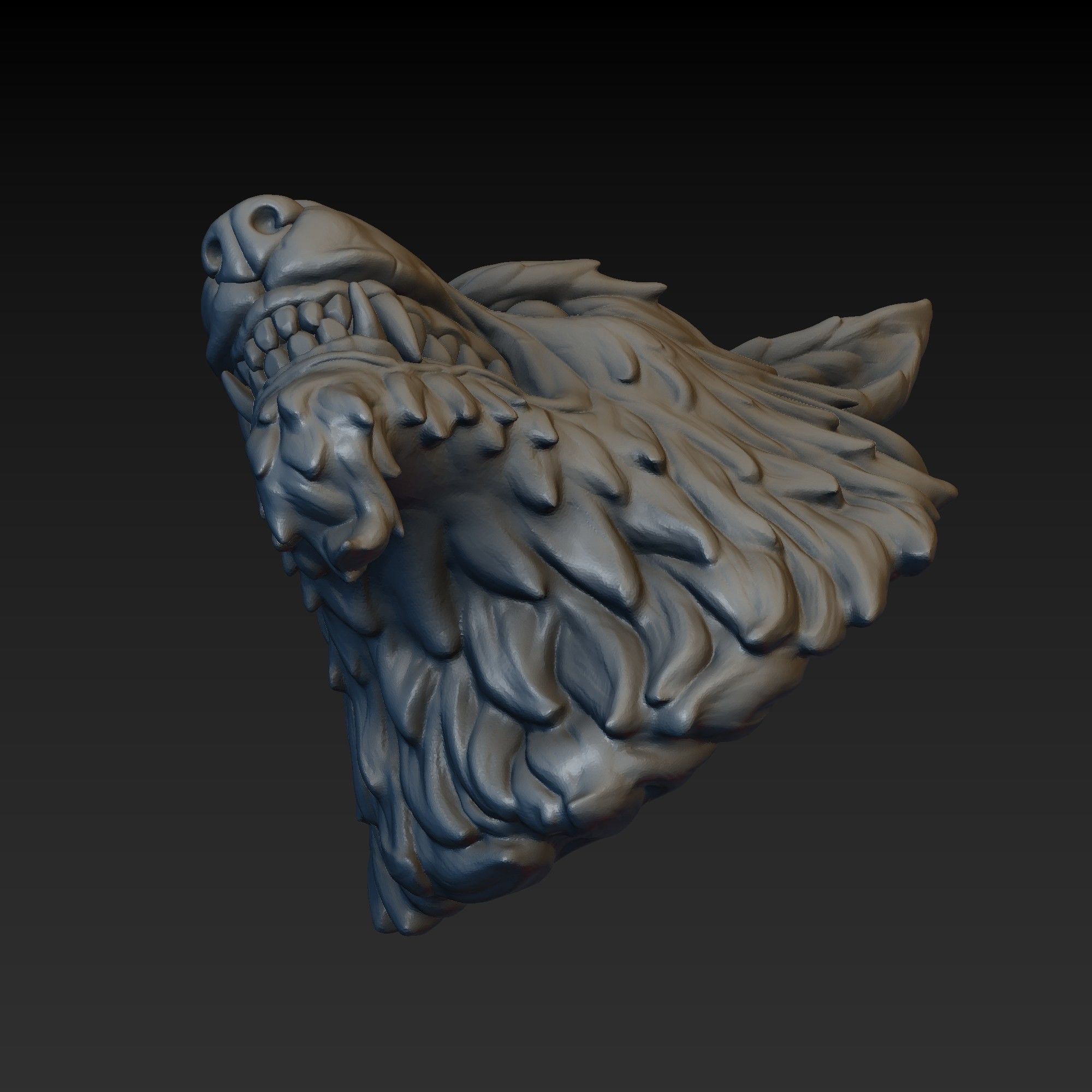 Wolf head 3D print model_12