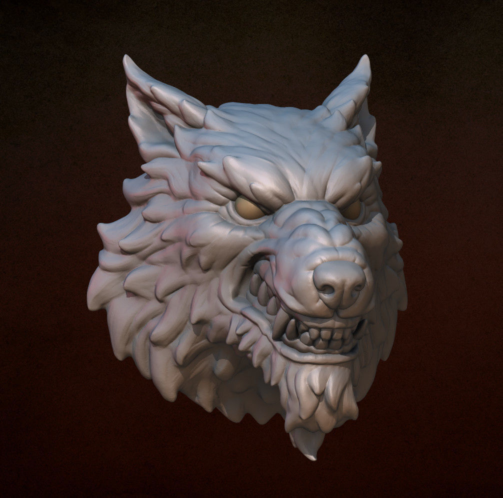Wolf head 3D print model_1