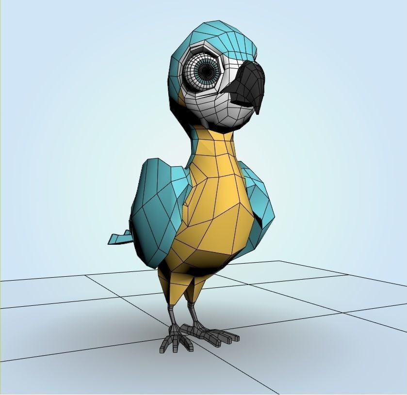 Macaw bird 3D model_7