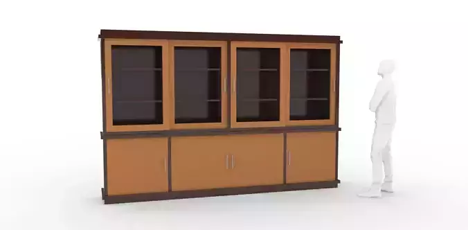 Simple Wood Cabinet with Sliding Doors