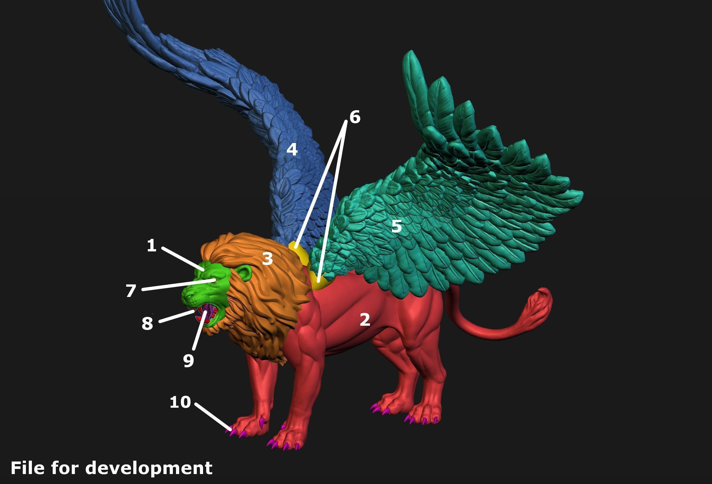 Winged Lion 3D print model_29