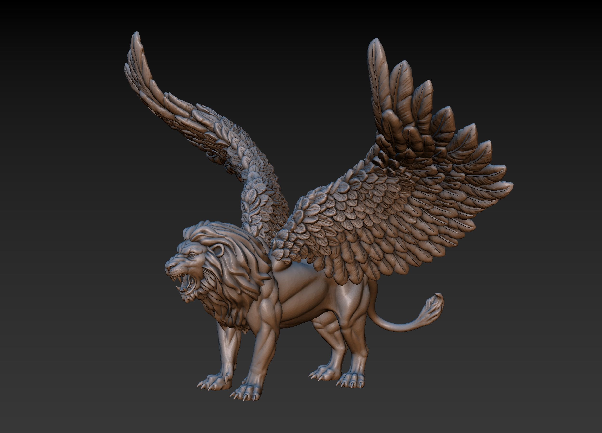 Winged Lion 3D print model_3