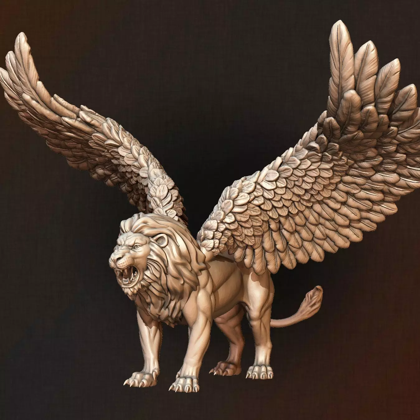 Winged Lion 3D print model_0