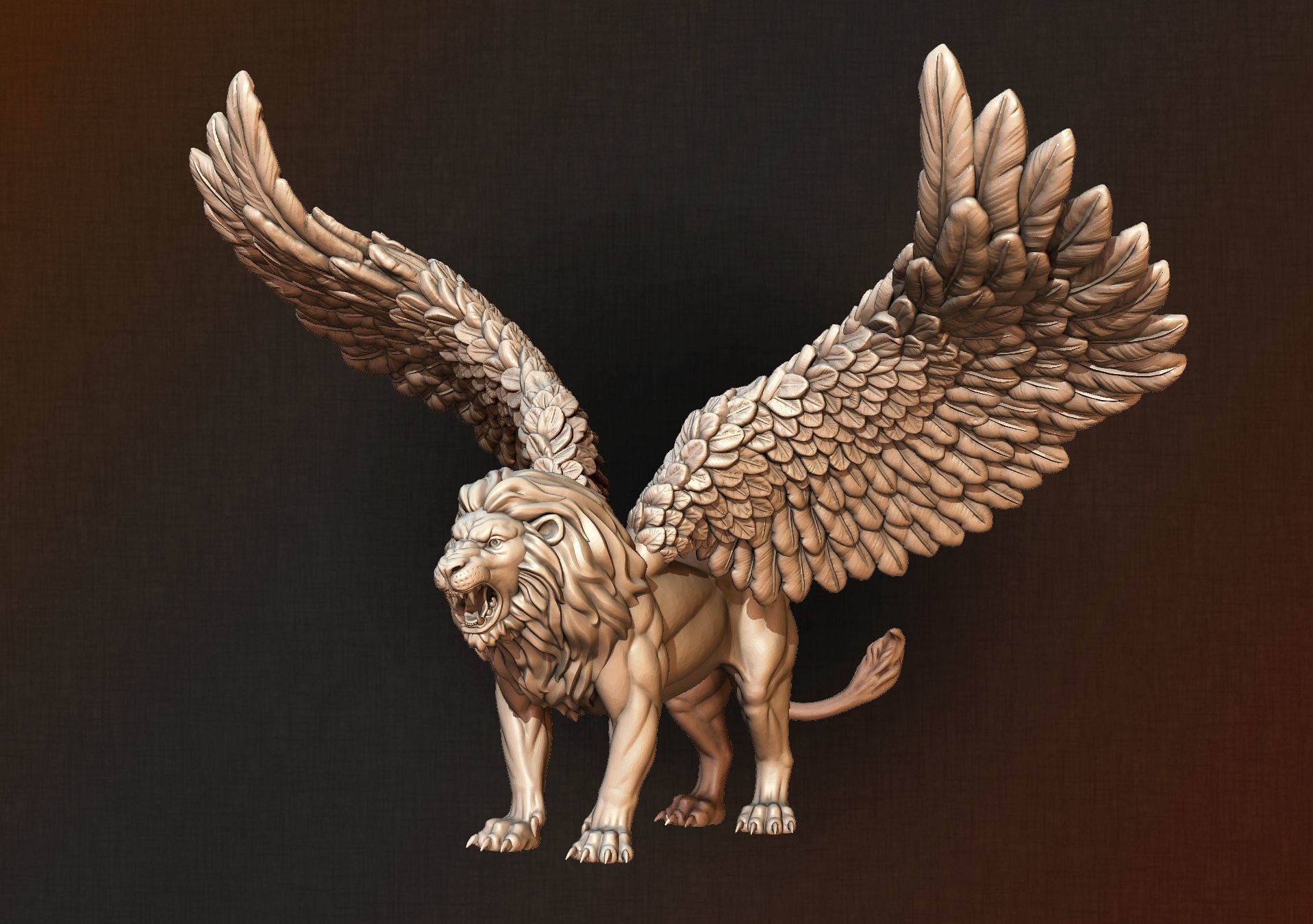 Winged Lion 3D print model_1