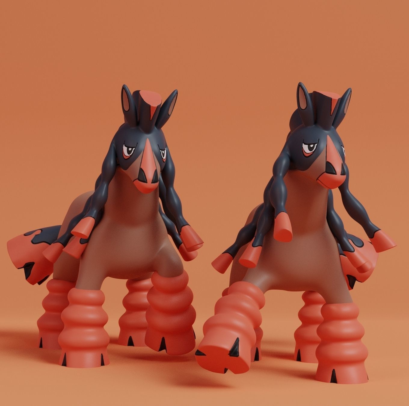Pokemon - Mudbray and Mudsdale with 2 poses 3D print model_6