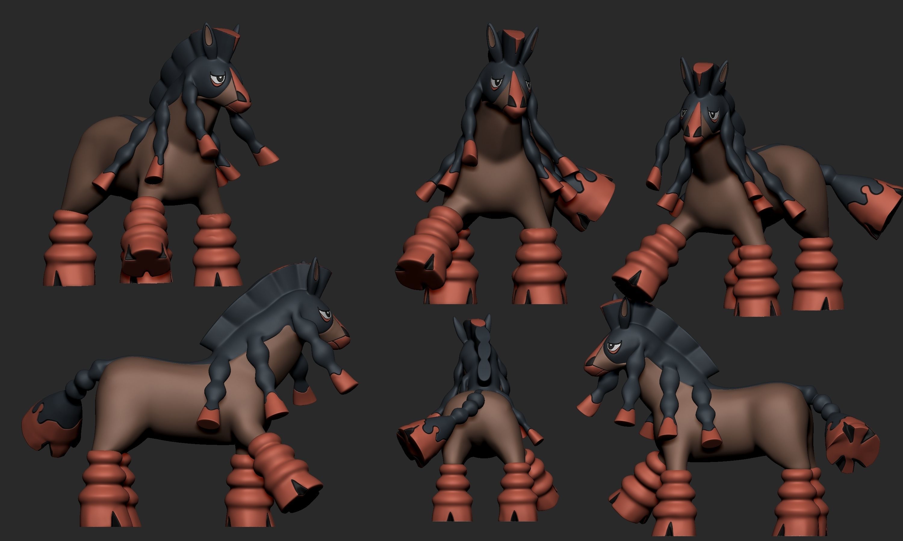 Pokemon - Mudbray and Mudsdale with 2 poses 3D print model_9