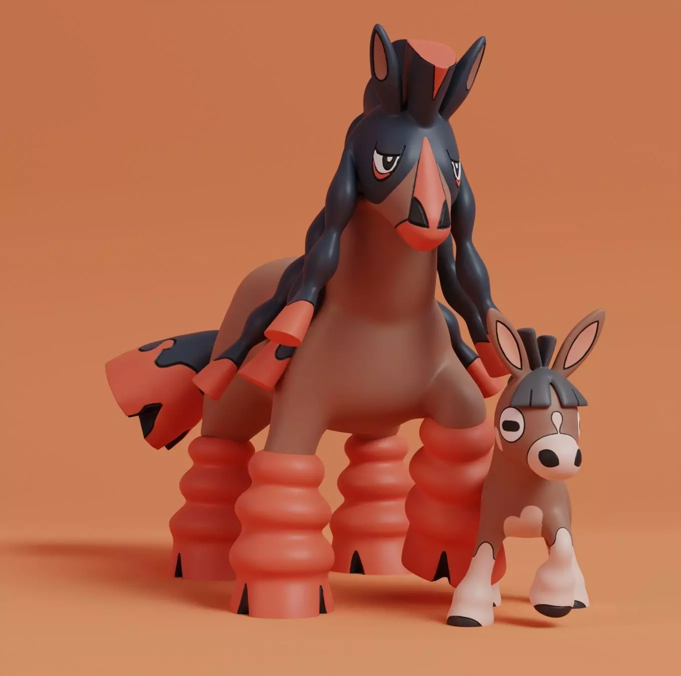 Pokemon - Mudbray and Mudsdale with 2 poses 3D print model_0
