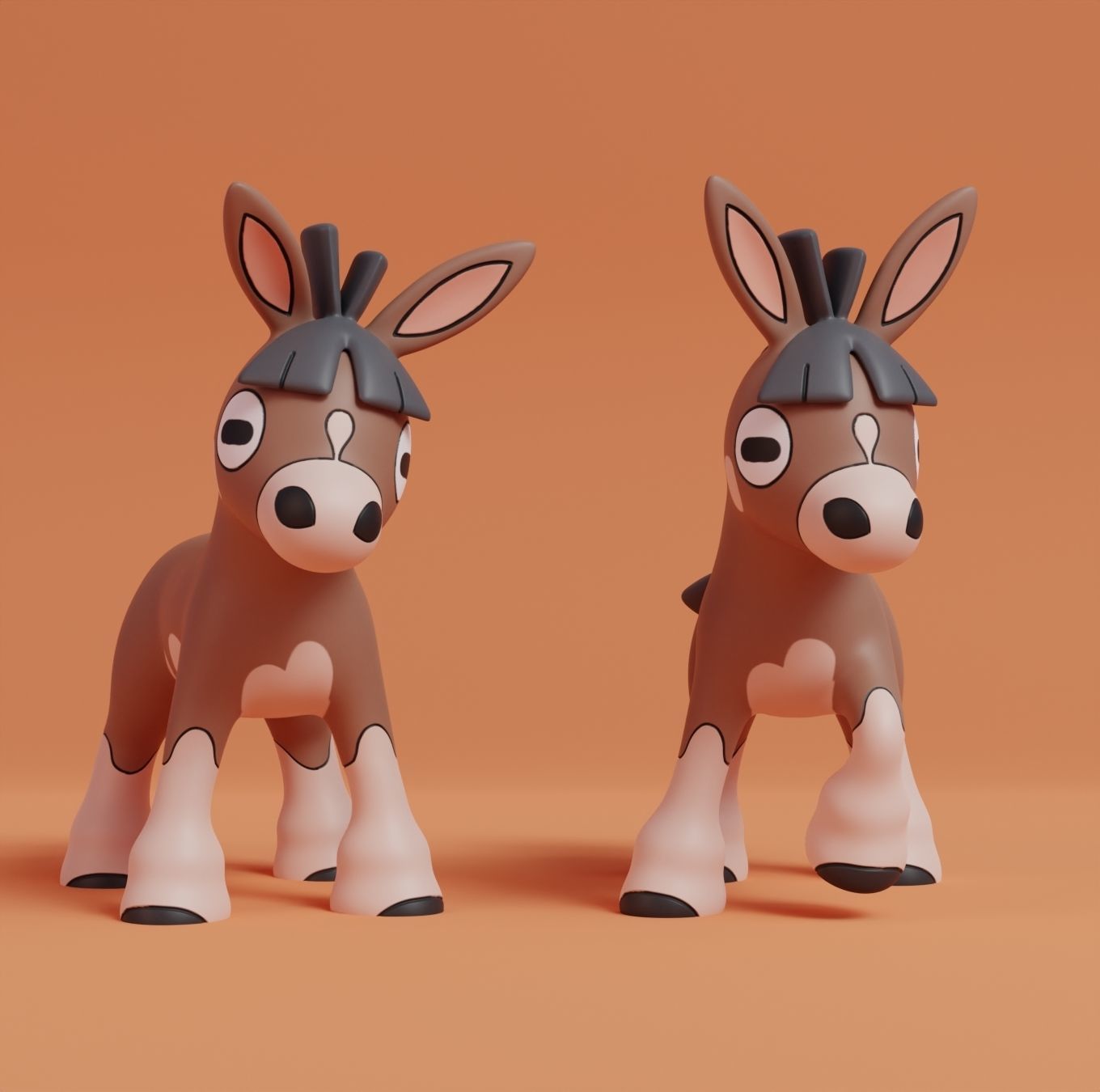Pokemon - Mudbray and Mudsdale with 2 poses 3D print model_1
