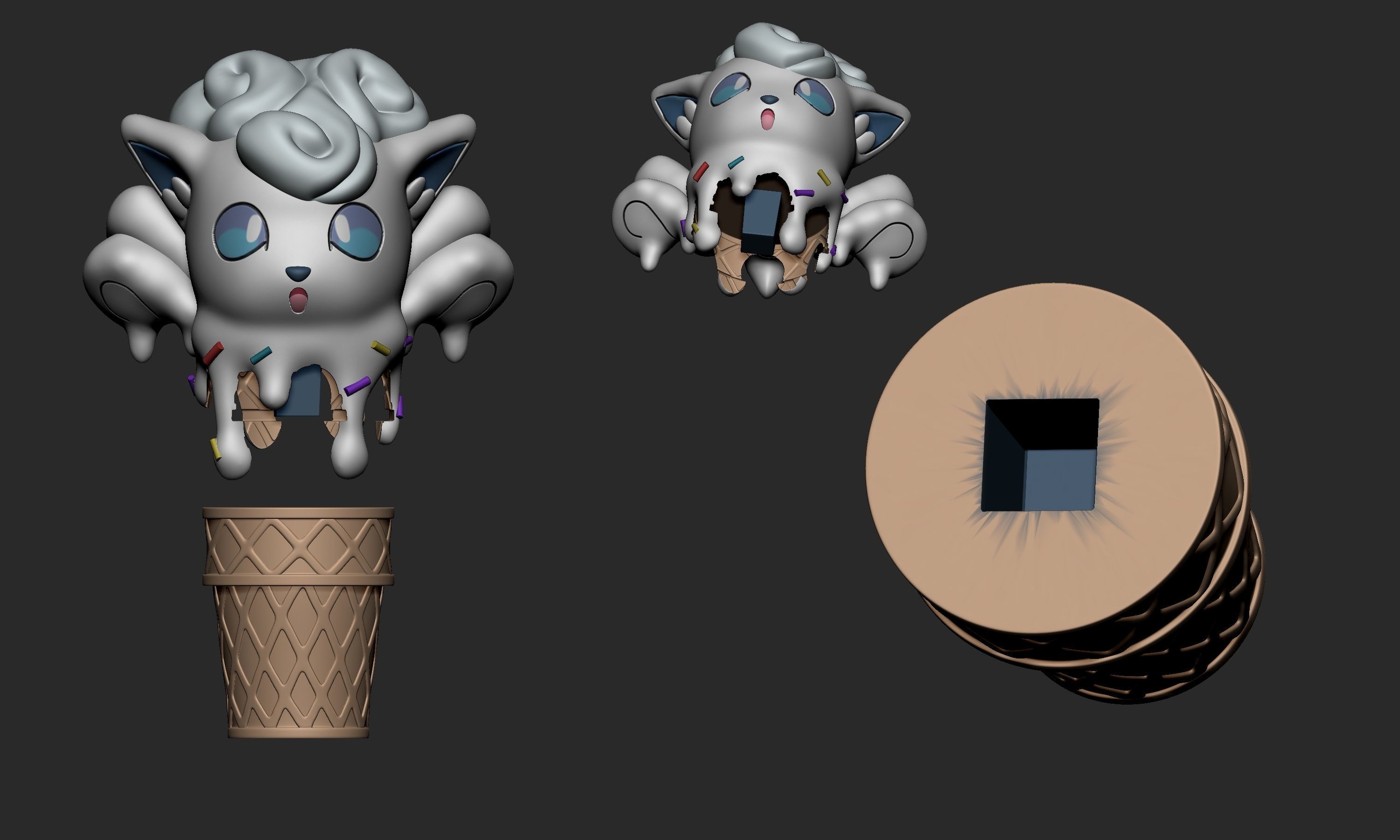 Pokemon - Alolan Vulpix Ice Cream 3D print model_7
