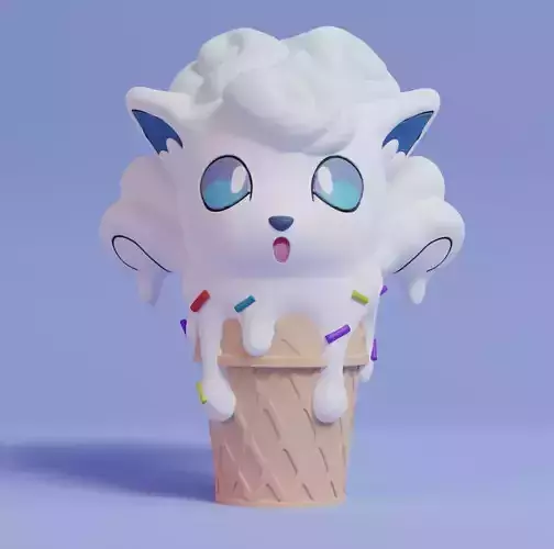 Pokemon - Alolan Vulpix Ice Cream 3D print model