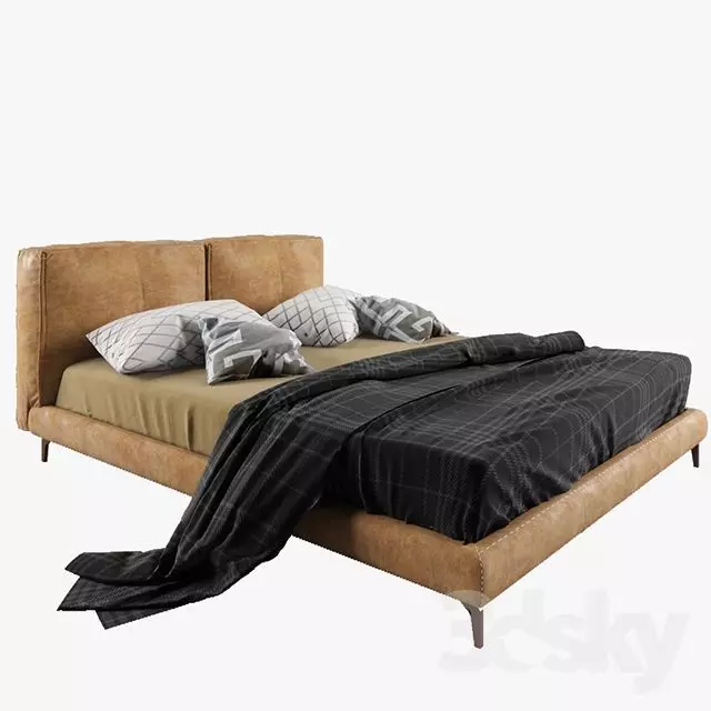  Modern Bed Low-poly 3D model_0