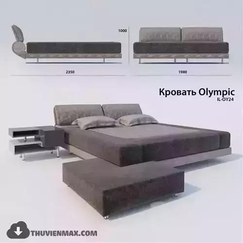 Modern Bed Low-poly 3D model