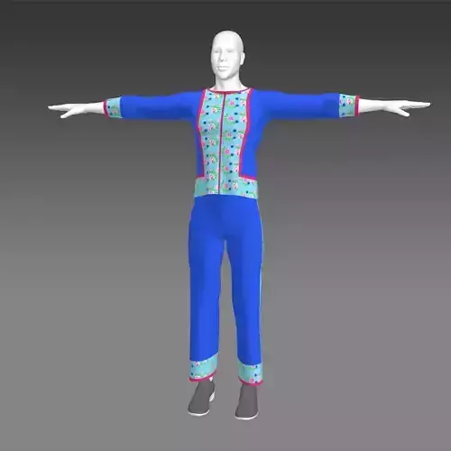 Hmong man outfit fashion 3d carton 3D model