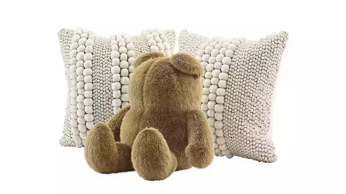 Plush Teddy Bear and Pillows Set