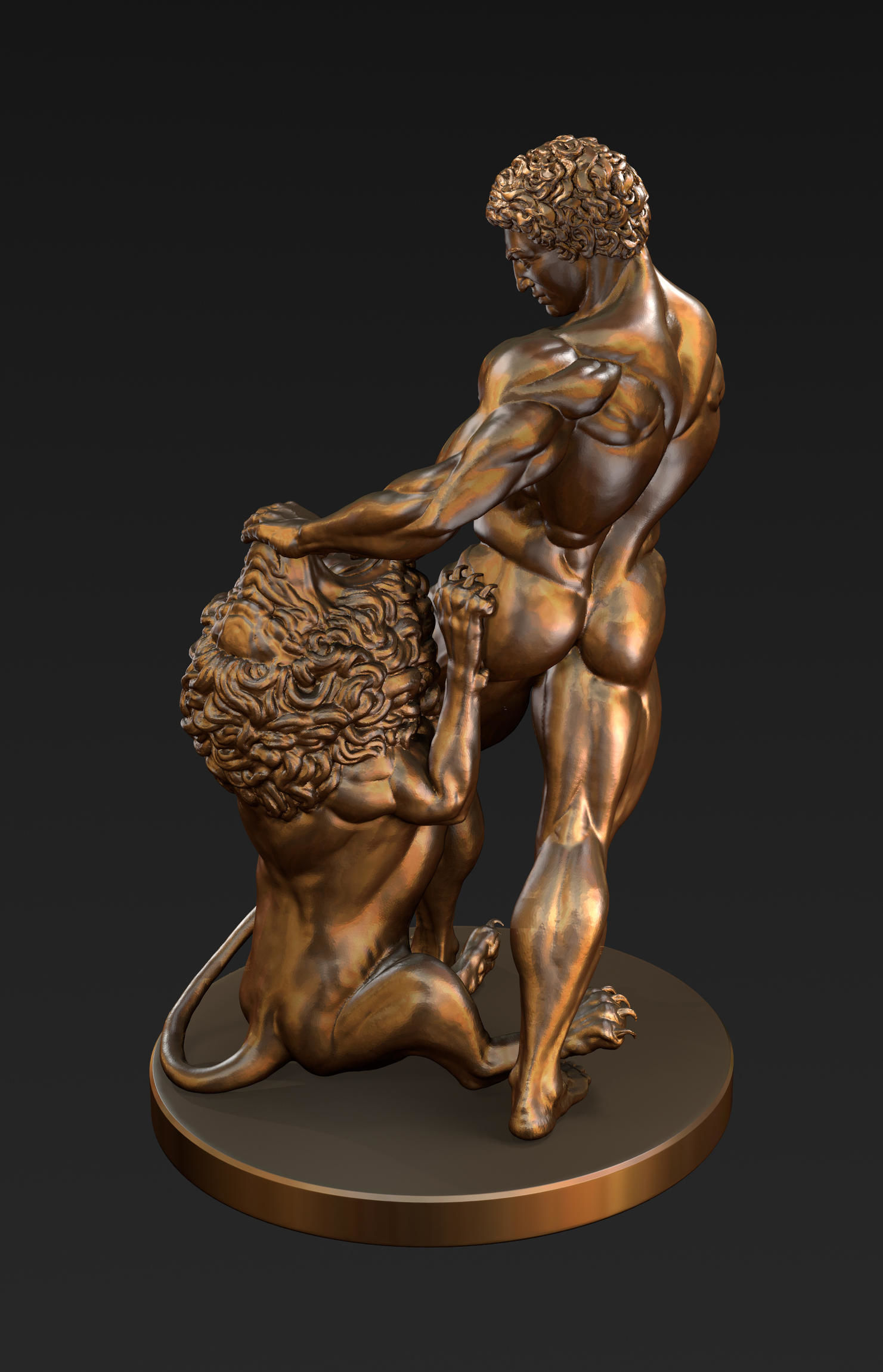 Samson and lion 3D print model_2