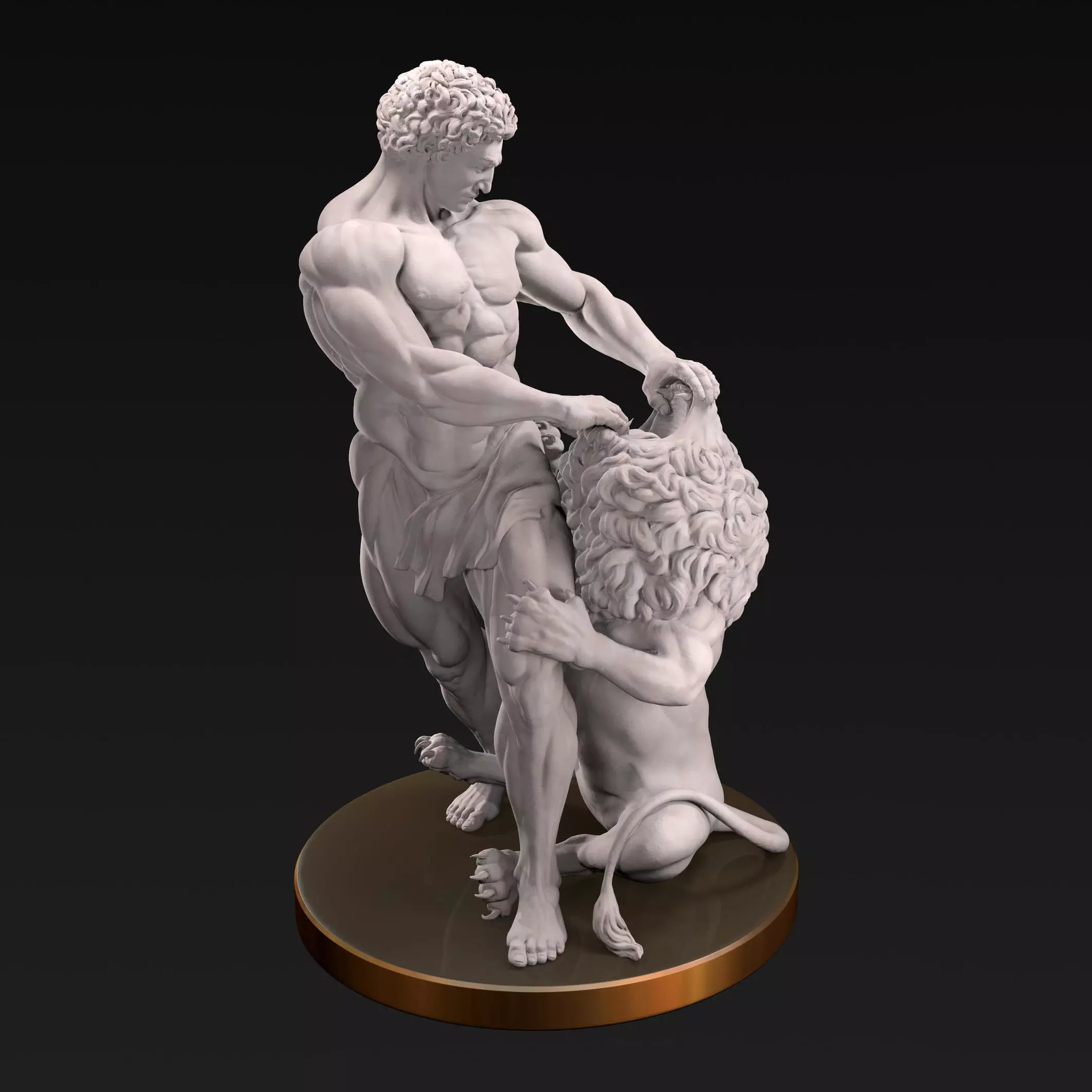 Samson and lion 3D print model_0