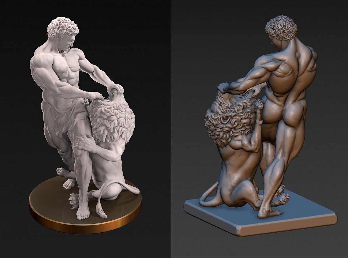 Samson and lion 3D print model_1
