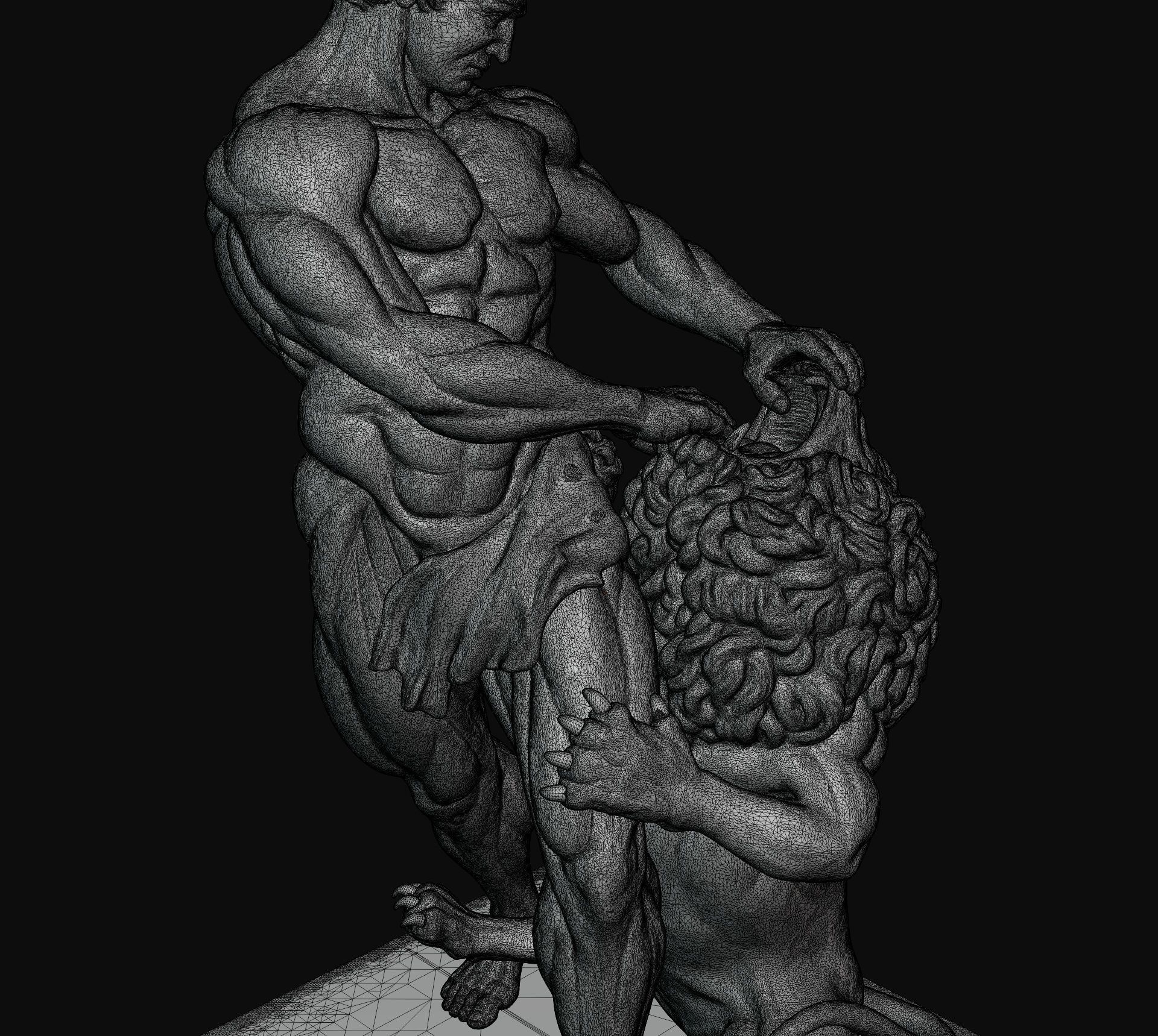 Samson and lion 3D print model_25