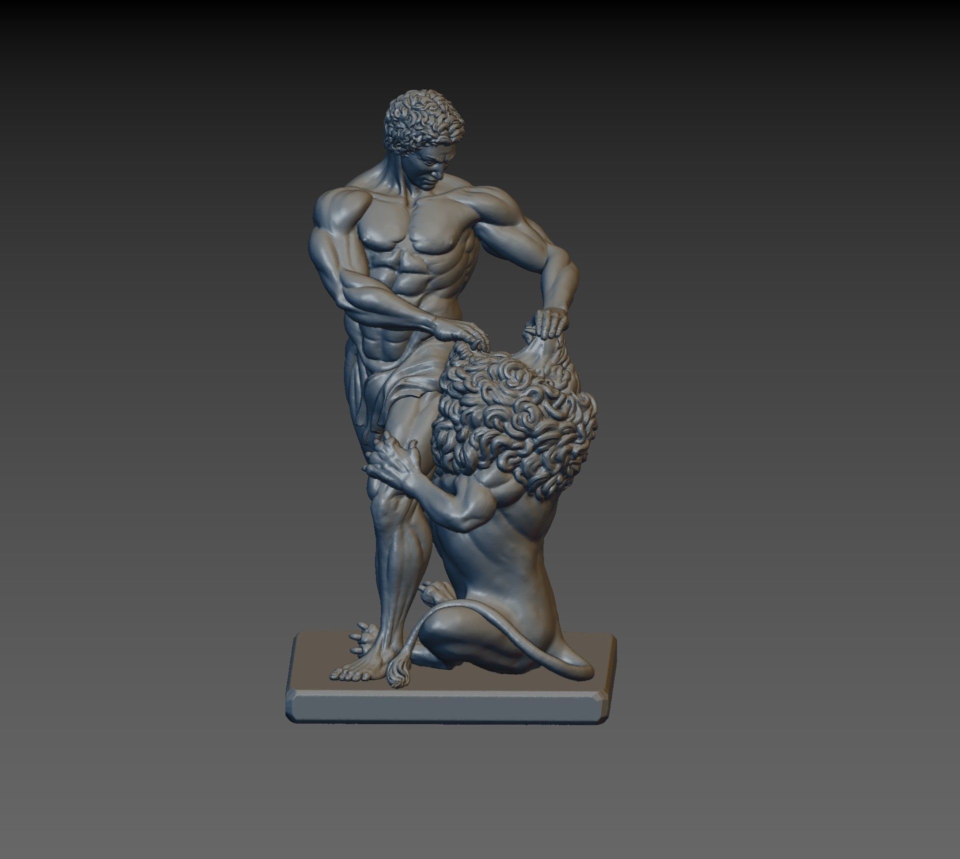 Samson and lion 3D print model_3