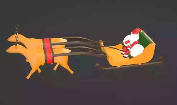 Santa Claus circling in sleigh