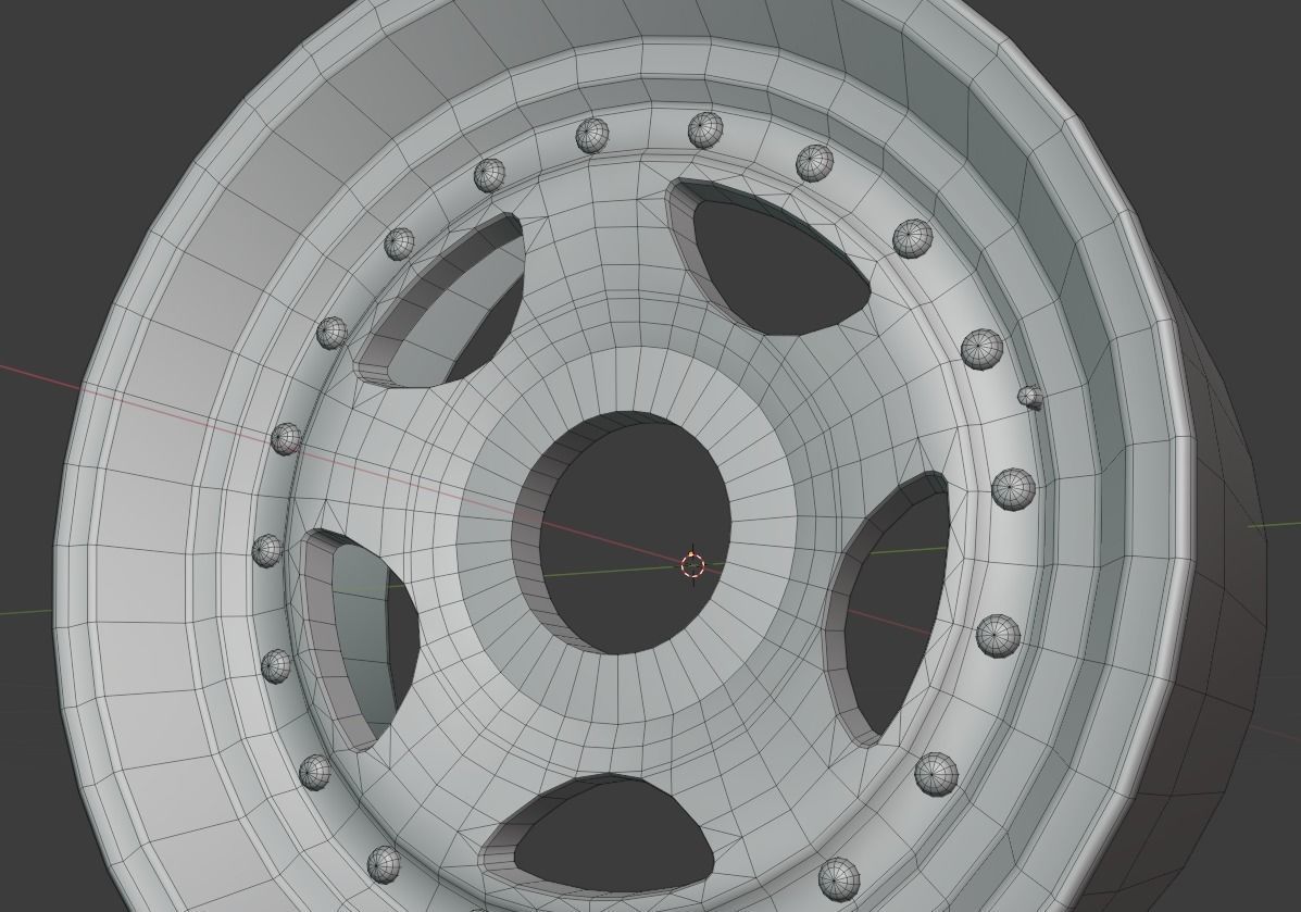 Generic old school racing wheel Low-poly 3D model_4