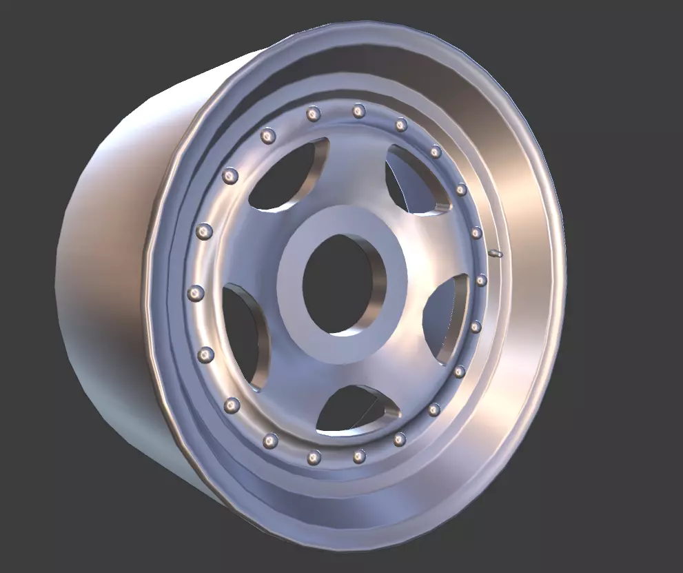 Generic old school racing wheel Low-poly 3D model_0