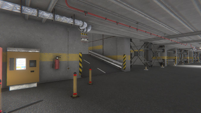 Parking Garage Low-poly 3D model 6