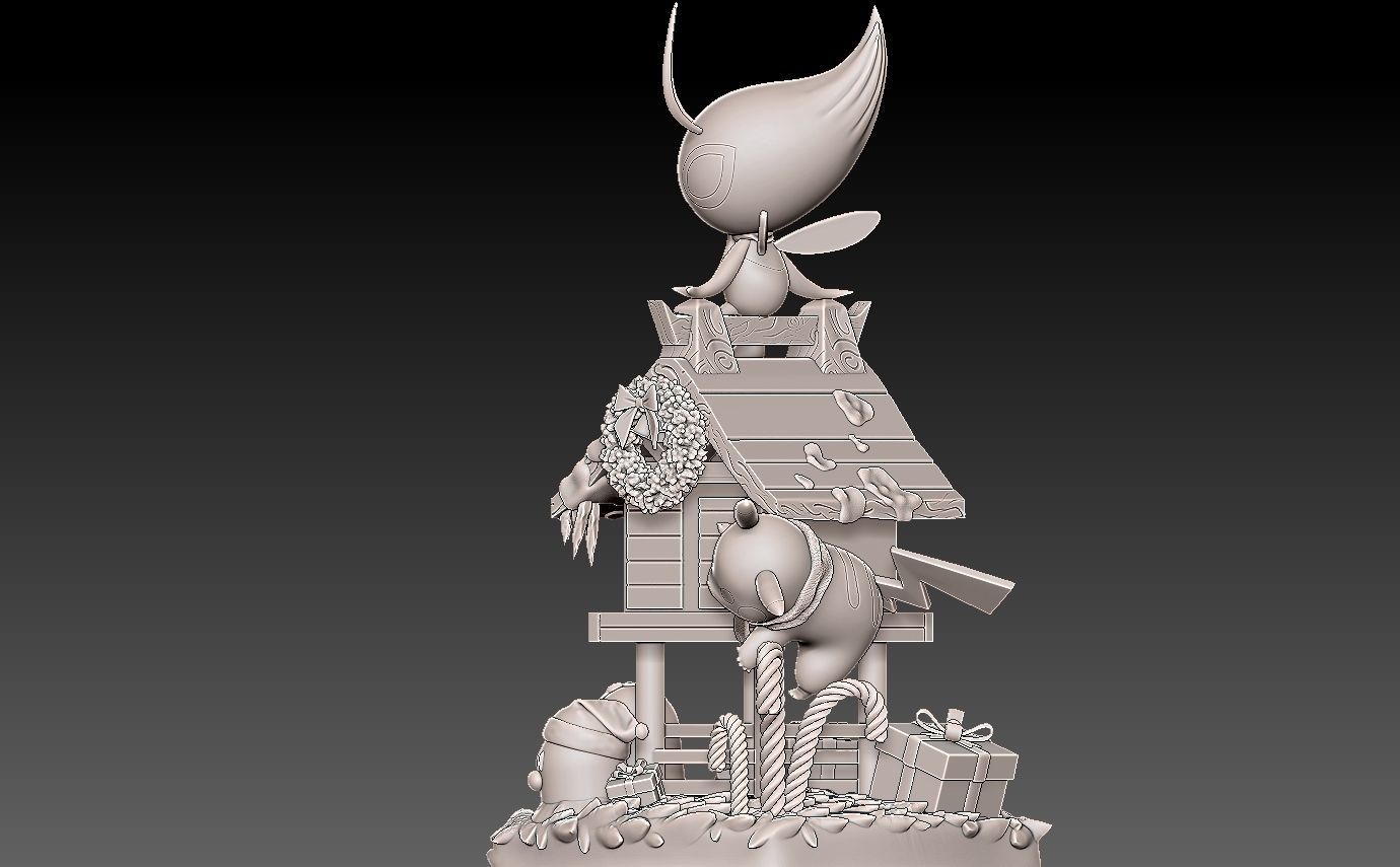 Pokemon  christmas diorama with cuts 3D print model_8