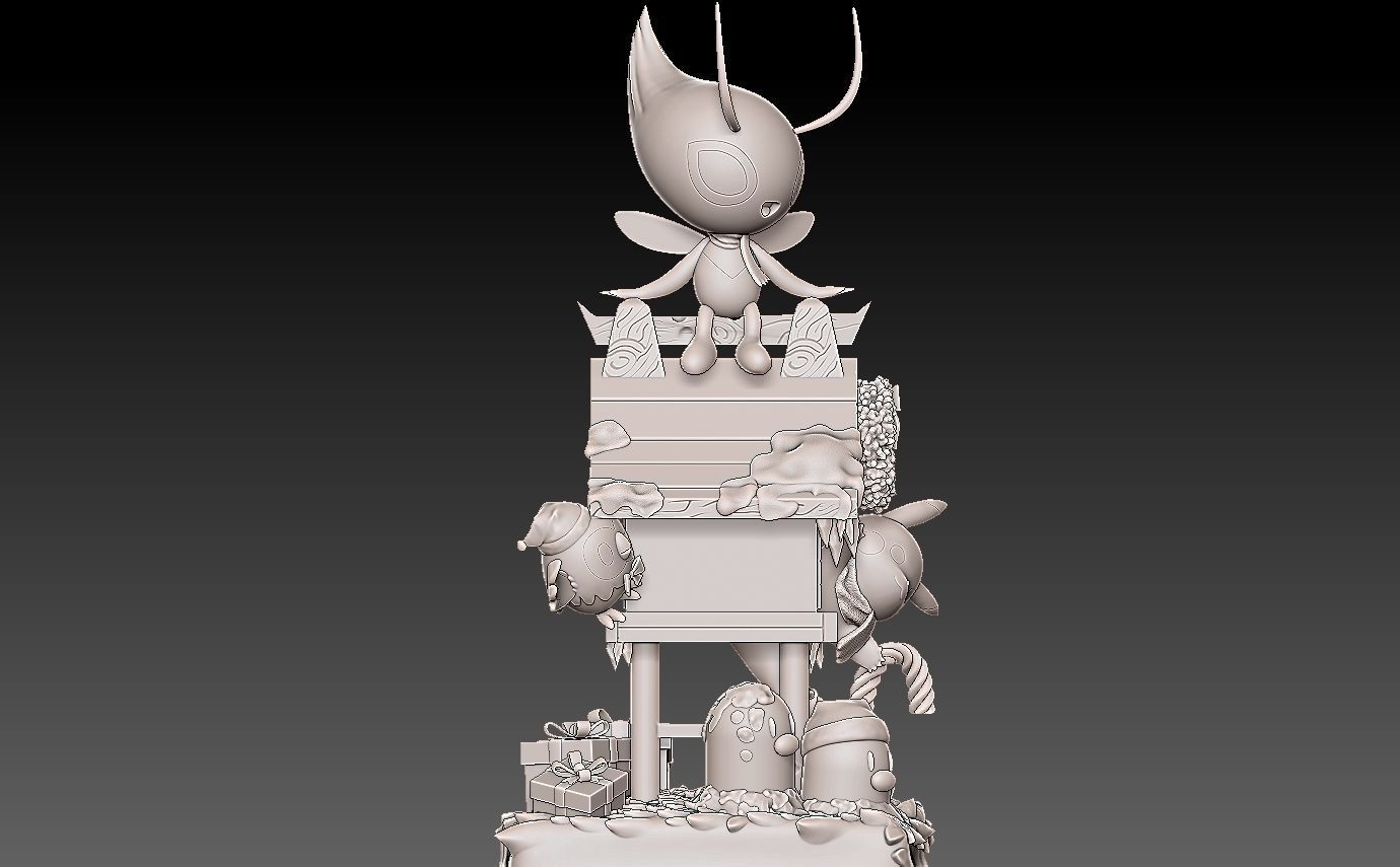 Pokemon  christmas diorama with cuts 3D print model_10