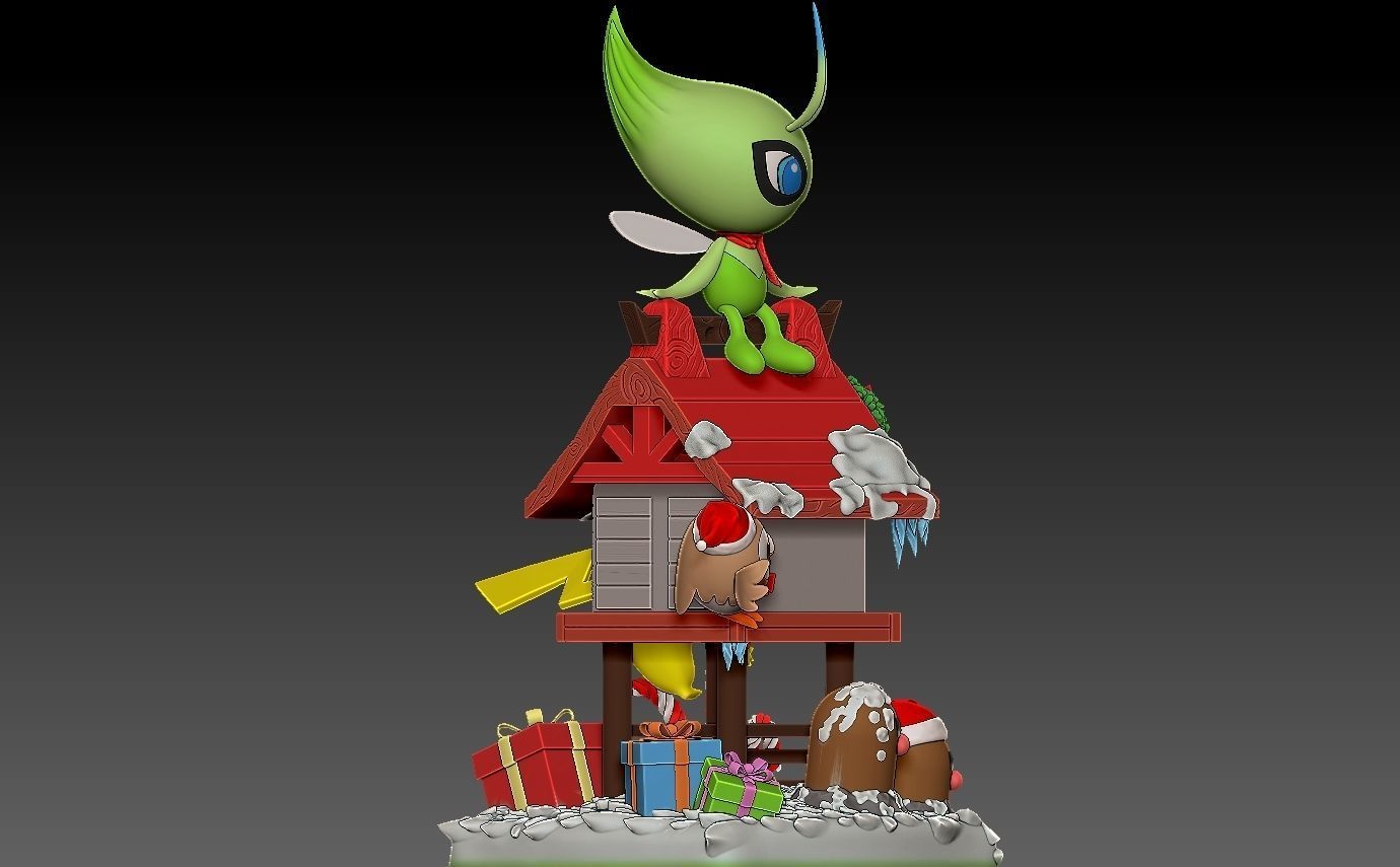 Pokemon  christmas diorama with cuts 3D print model_11