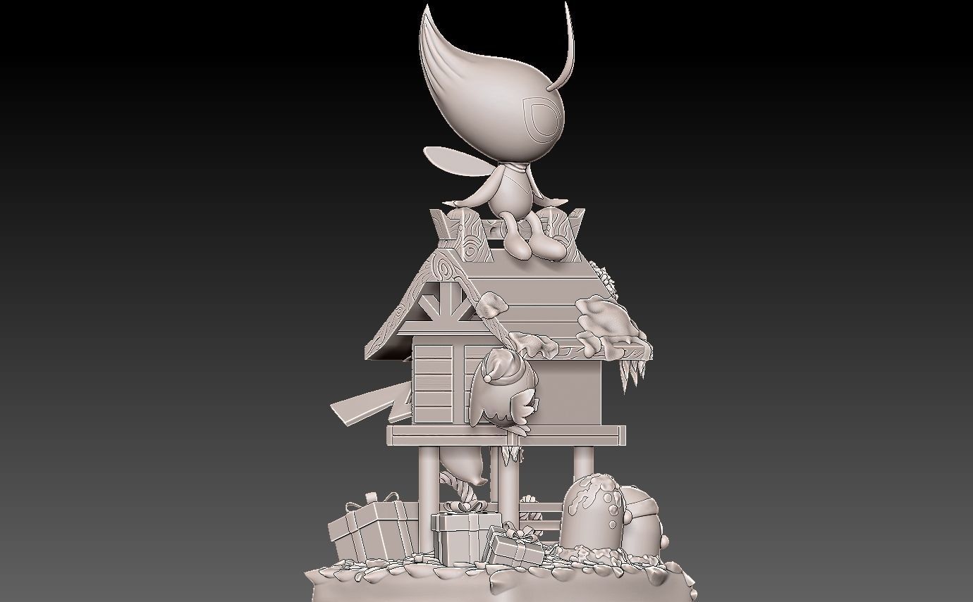 Pokemon  christmas diorama with cuts 3D print model_12